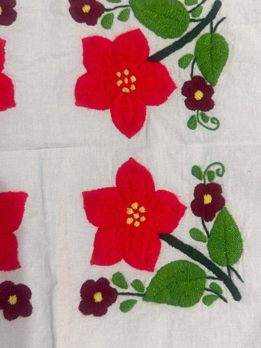 Vintage Handmade Mexican Embroidered Servilleta Floral Lace Trim 17x17 - Picture 4 of 4
